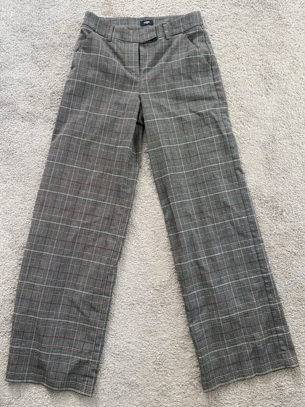 Express Women's Plaid Boot Cut Pants in Brown and Black
